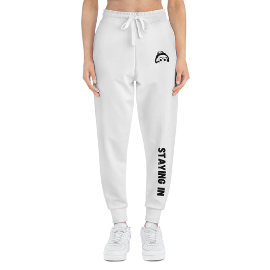 Athletic Joggers with 'Staying In' Design