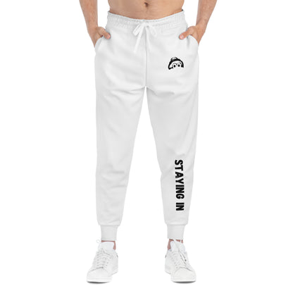 Athletic Joggers with 'Staying In' Design
